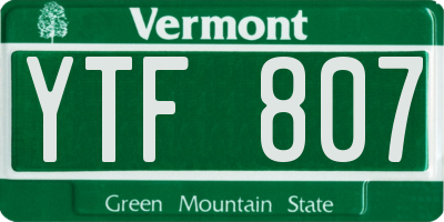 VT license plate YTF807