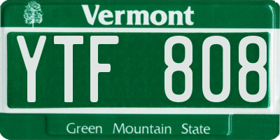 VT license plate YTF808
