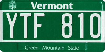 VT license plate YTF810