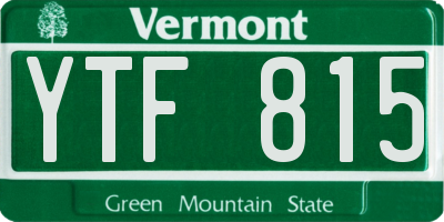 VT license plate YTF815