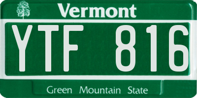VT license plate YTF816