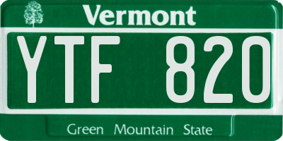 VT license plate YTF820