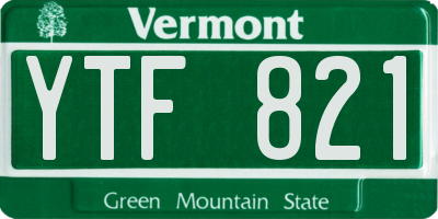 VT license plate YTF821