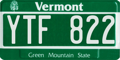 VT license plate YTF822