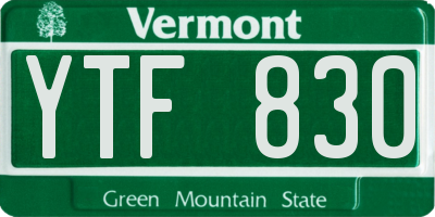 VT license plate YTF830