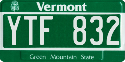 VT license plate YTF832