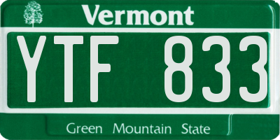 VT license plate YTF833