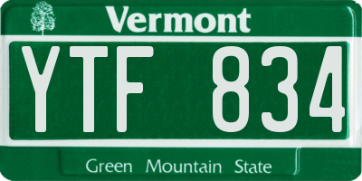 VT license plate YTF834