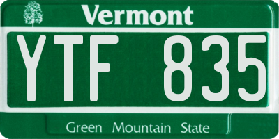VT license plate YTF835