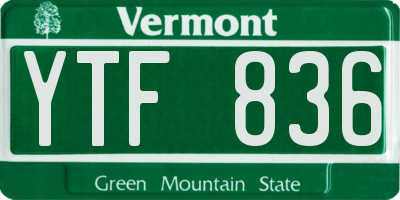 VT license plate YTF836