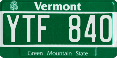VT license plate YTF840