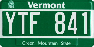 VT license plate YTF841