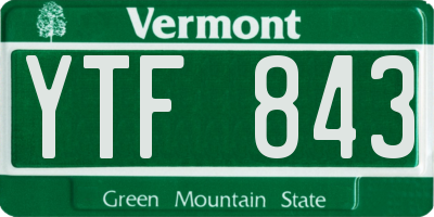 VT license plate YTF843