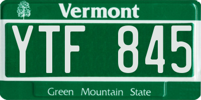 VT license plate YTF845