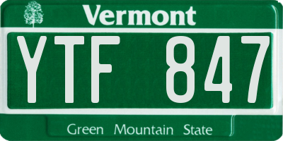 VT license plate YTF847