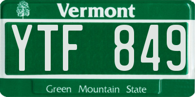VT license plate YTF849