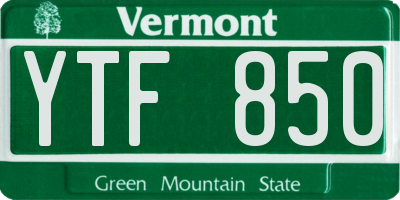 VT license plate YTF850
