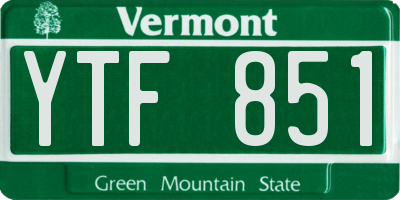 VT license plate YTF851