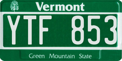 VT license plate YTF853