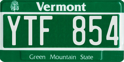 VT license plate YTF854