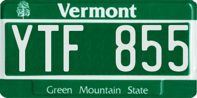 VT license plate YTF855