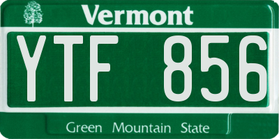 VT license plate YTF856