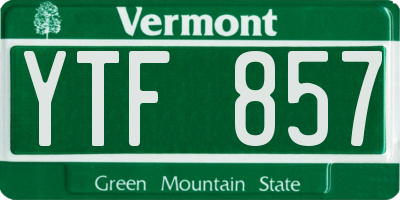 VT license plate YTF857