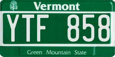 VT license plate YTF858