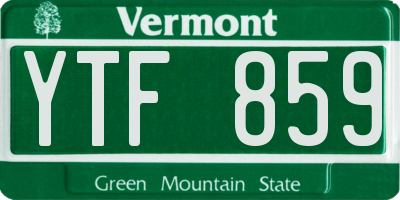 VT license plate YTF859