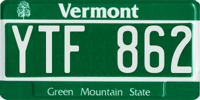 VT license plate YTF862