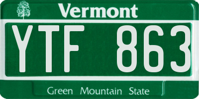 VT license plate YTF863