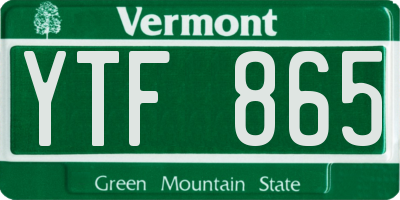 VT license plate YTF865
