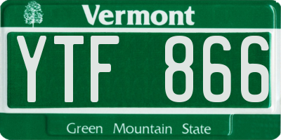 VT license plate YTF866
