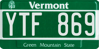 VT license plate YTF869