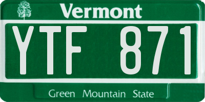 VT license plate YTF871