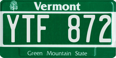 VT license plate YTF872
