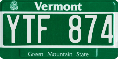 VT license plate YTF874