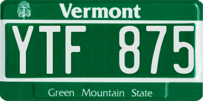 VT license plate YTF875