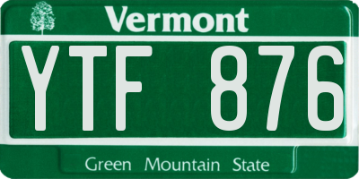 VT license plate YTF876