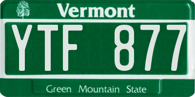VT license plate YTF877