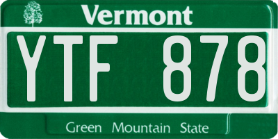 VT license plate YTF878