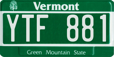 VT license plate YTF881