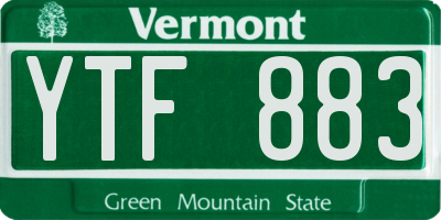VT license plate YTF883