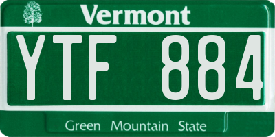 VT license plate YTF884
