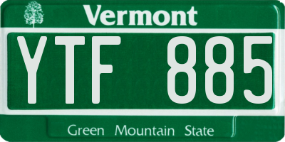 VT license plate YTF885