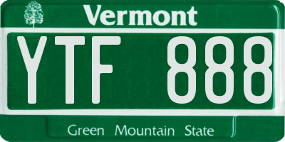 VT license plate YTF888
