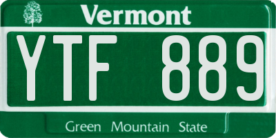 VT license plate YTF889