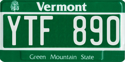 VT license plate YTF890
