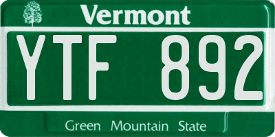 VT license plate YTF892