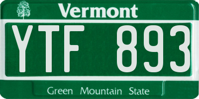 VT license plate YTF893